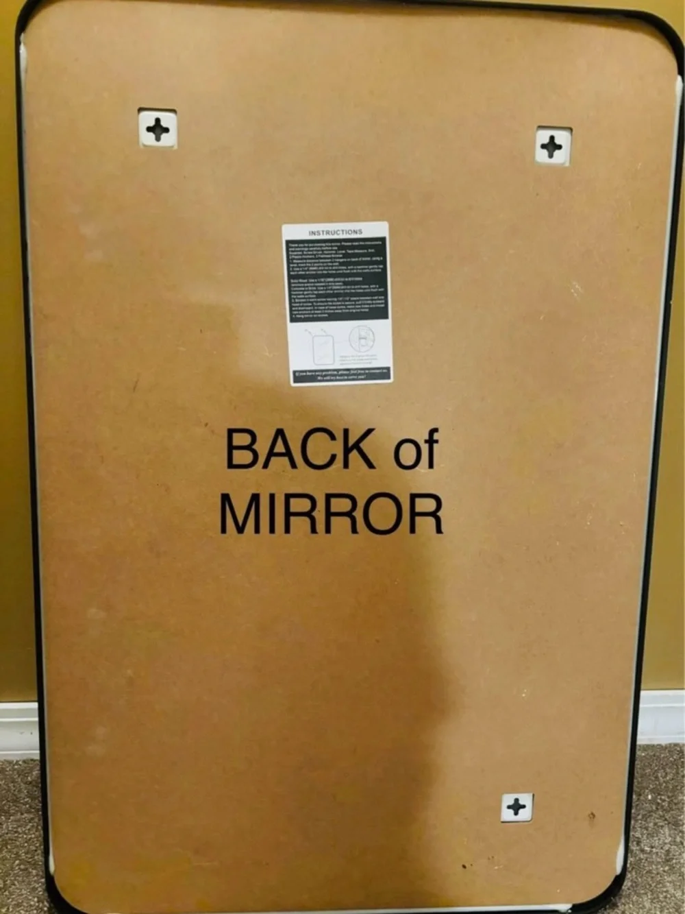 Sleek Mosern Black Metal Framed Rectangle Bathroom Vanity Wall Mirror